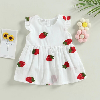 ma&baby 9M-3Y Toddler Infant Kids Girls Dress Strawberry Cherry Print A-Line Dress for Girls Summer Beach Clothes D01