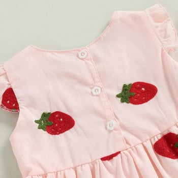 ma&baby 9M-3Y Toddler Infant Kids Girls Dress Strawberry Cherry Print A-Line Dress for Girls Summer Beach Clothes D01