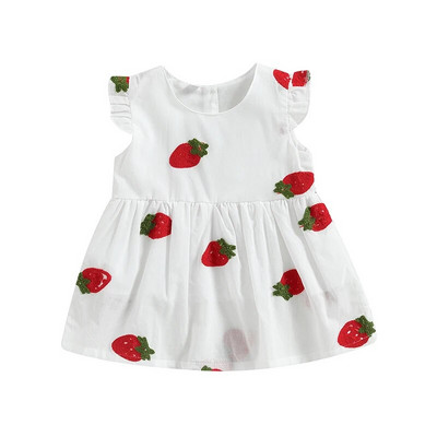 ma&baby 9M-3Y Toddler Infant Kids Girls Dress Strawberry Cherry Print A-Line Dress for Girls Summer Beach Clothes D01