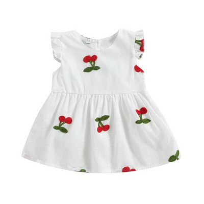 ma&baby 9M-3Y Toddler Infant Kids Girls Dress Strawberry Cherry Print A-Line Dress for Girls Summer Beach Clothes D01