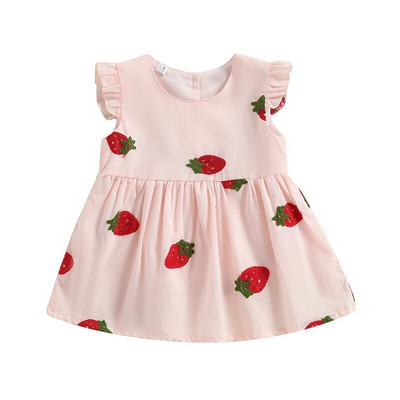 ma&baby 9M-3Y Toddler Infant Kids Girls Dress Strawberry Cherry Print A-Line Dress for Girls Summer Beach Clothes D01
