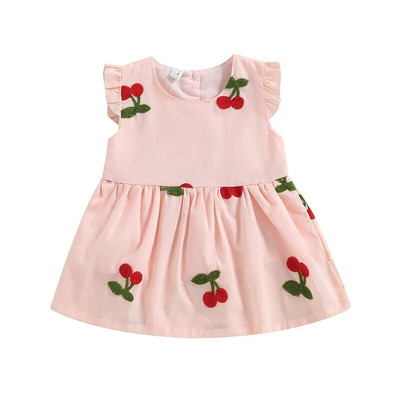 ma&baby 9M-3Y Toddler Infant Kids Girls Dress Strawberry Cherry Print A-Line Dress for Girls Summer Beach Clothes D01