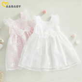 ma&baby 6-24M újszülött kisgyermek baba lány ruha tüll masni virágos tutu buli Születésnapi esküvői ruhák lányoknak nyár d01
