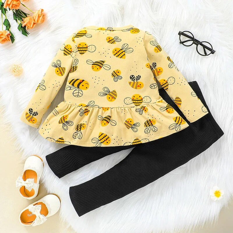 Kūdikių rūbų rinkinys 1-6 metų gimtadienio palaidinė ilgomis rankovėmis, ilgomis kelnaitėmis, vasaros apranga, mažylio rūbų kostiumas mažyliui, mergaitei