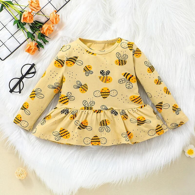 Kūdikių rūbų rinkinys 1-6 metų gimtadienio palaidinė ilgomis rankovėmis, ilgomis kelnaitėmis, vasaros apranga, mažylio rūbų kostiumas mažyliui, mergaitei