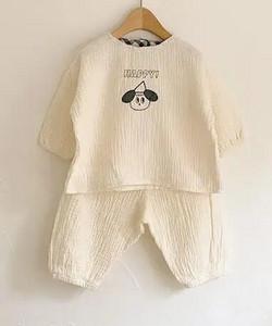 2023 г. Нов бебешки комплект дрехи от памучно бельо Карирани ежедневни горнища с анимационни мотиви + панталони 2 бр. Бебешки комплект Сладко момче Момичета Удобни тоалети за бебета