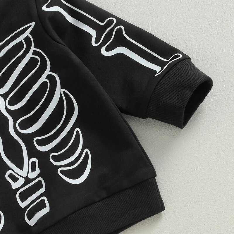 2023-06-11 Lioraitiin 0-24M Бебешки бебета Момчета Момичета Хелоуин Екипировки с дълъг ръкав Скелетен печат Горнища Панталони Есенен комплект дрехи