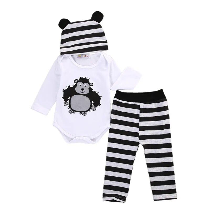 Novorođenčad, mala djeca, dojenčad, dječaci, djevojčice, štrample, majice dugih rukava, majice, duge hlače, šešir, 3 kom. odjevnih predmeta, ležerna odjeća