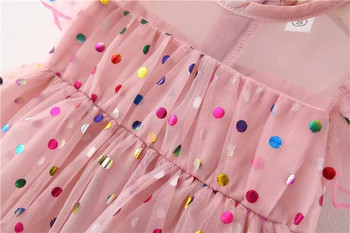 Βρεφικά κοριτσίστικα καλοκαιρινά ρούχα στολή χρώμα πουά φόρεμα πριγκίπισσας για κορίτσια βρεφικά ρούχα 1α γενέθλια βρεφικά φορέματα φορέματα