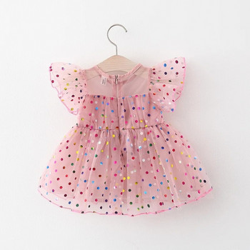 Облекло за летни дрехи за момичета, цвят на точки, рокля на принцеса за момичета, бебешки дрехи за 1-ви рожден ден, бебешки рокли, рокля