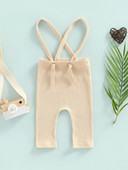 Гащеризон за новородени момчета и момичета Едноцветен комплект рипсени панталони без ръкави Тиранти Гащеризон Дрехи