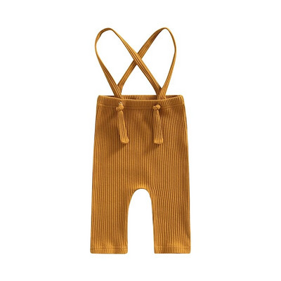 Гащеризон за новородени момчета и момичета Едноцветен комплект рипсени панталони без ръкави Тиранти Гащеризон Дрехи