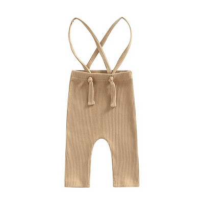 Гащеризон за новородени момчета и момичета Едноцветен комплект рипсени панталони без ръкави Тиранти Гащеризон Дрехи
