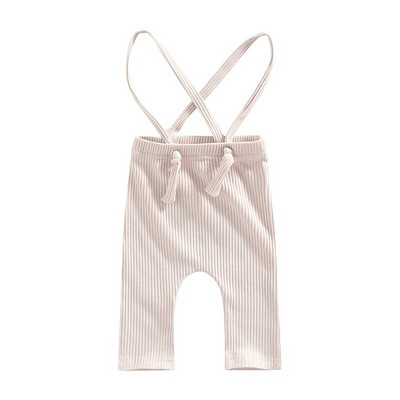 Гащеризон за новородени момчета и момичета Едноцветен комплект рипсени панталони без ръкави Тиранти Гащеризон Дрехи