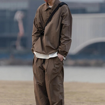 Японска модерна поло яка Бързосъхнеща едноцветна риза Панталони Мъжко облекло Пролетни комплекти спортни панталони на открито Streetwear Анцуг