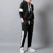 Мъжки висококачествен анцуг Суитшърт с качулка с щампа на букви + спортни панталони за джогинг Облекло за мъже Eisure Outwear Sport Kit 2PCS Streetw