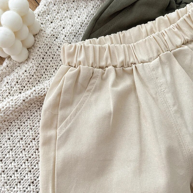 Памучни плътни 2023 Пролет Есен Нови бебешки панталони Ежедневни панталони за момчета Детско облекло за малки деца Корейско детско облекло за 0-4 години