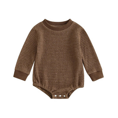 Бебешки момчета Есенни ежедневни дрехи Прохождащи бебета Момичета Едноцветни суичъри с дълъг ръкав и деколте с шарка на ананас Гащеризони Гащеризони