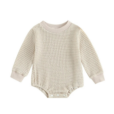 Бебешки момчета Есенни ежедневни дрехи Прохождащи бебета Момичета Едноцветни суичъри с дълъг ръкав и деколте с шарка на ананас Гащеризони Гащеризони