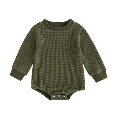 Бебешки момчета Есенни ежедневни дрехи Прохождащи бебета Момичета Едноцветни суичъри с дълъг ръкав и деколте с шарка на ананас Гащеризони Гащеризони