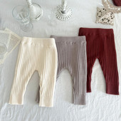 3321B Ins Корейски бебешки плетени панталони 2022 Есенни нови памучни вълнени разтегливи панталони за момченца Клинове за малко момиче PP панталони