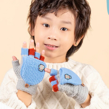 5-12 ετών Χειμώνας Παιδικά Ζεστά Γάντια Παιδικά Πλεκτά Stretch Γάντια Αγόρι Κορίτσι Συνονθύλευμα Ελαστικά Παιδικά Χειμερινά Γάντια χωρίς Δάχτυλα