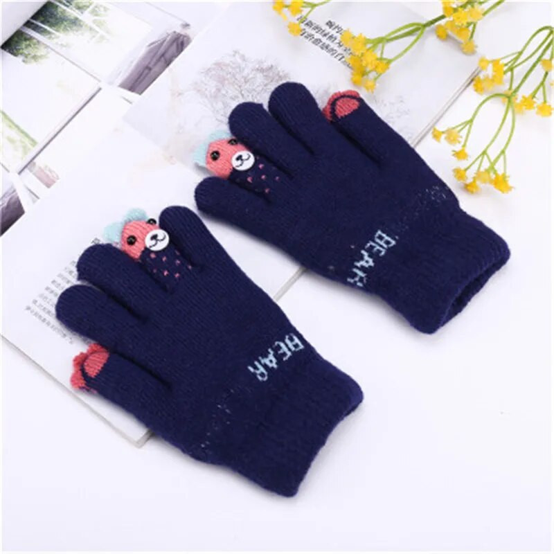 Топли зимни ръкавици за пръсти Деца Деца 2019 Сладко плюшено въже Дебело плътно Анимационно мече Еластични ръкавици Модни аксесоари-HYC