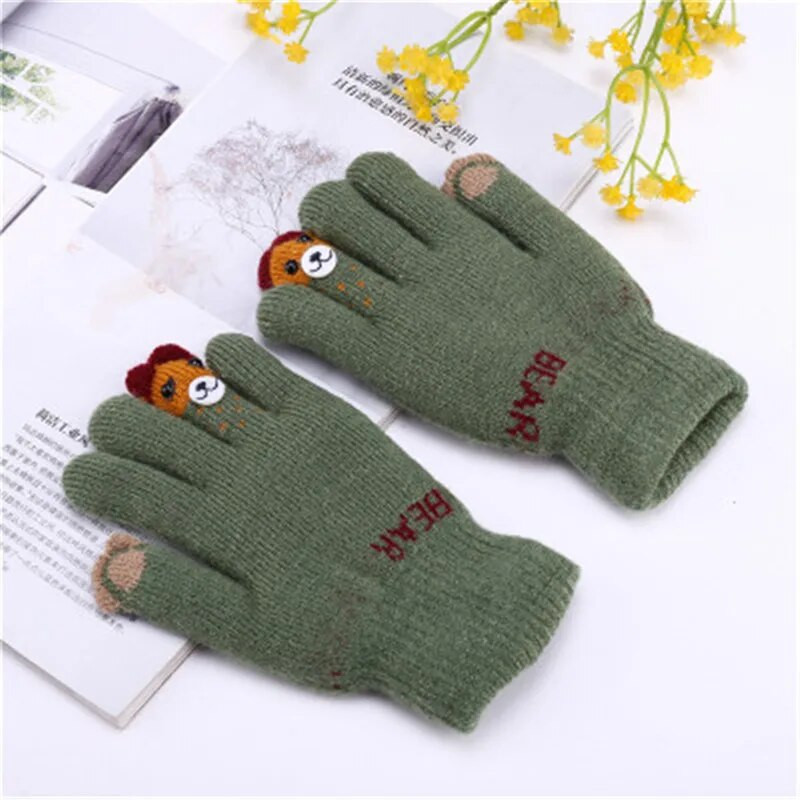 Топли зимни ръкавици за пръсти Деца Деца 2019 Сладко плюшено въже Дебело плътно Анимационно мече Еластични ръкавици Модни аксесоари-HYC