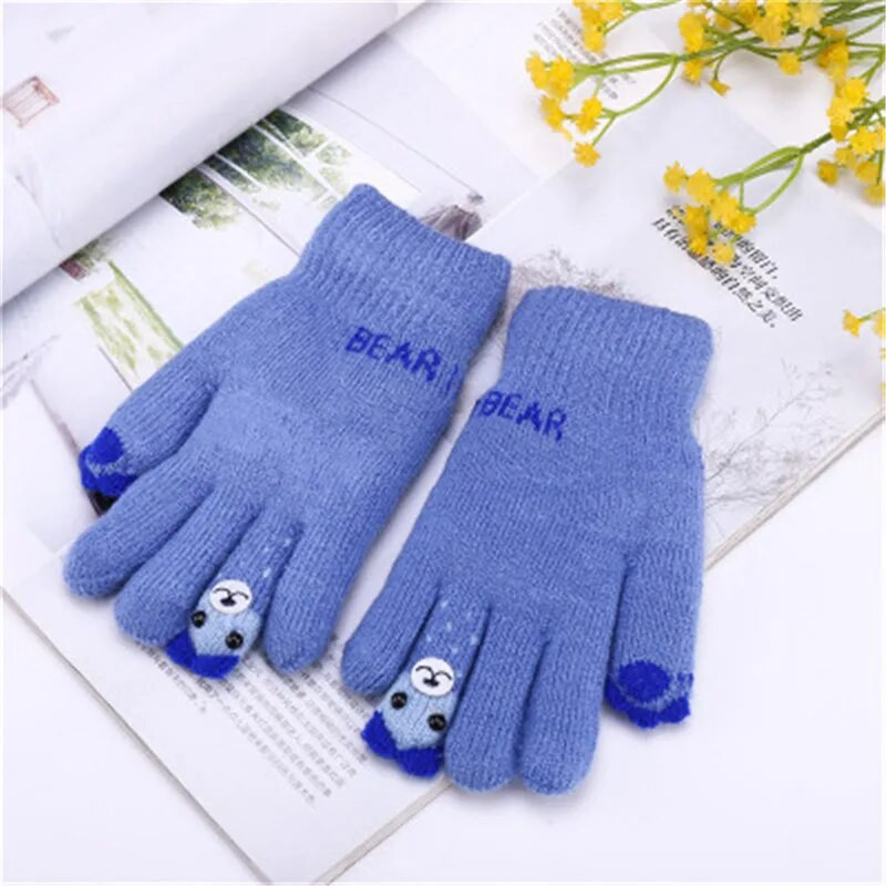 Топли зимни ръкавици за пръсти Деца Деца 2019 Сладко плюшено въже Дебело плътно Анимационно мече Еластични ръкавици Модни аксесоари-HYC