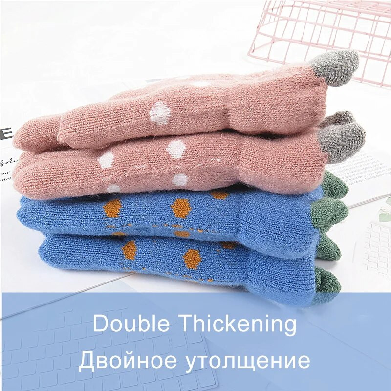 4-7 години Детски ръкавици Момиче Момче Зимни топли бебешки плетени ръкавици Пръсти Дете Момиче Топли кадифени дебели зимни ръкавици за момче