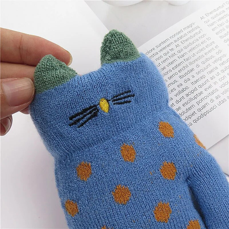 4-7 години Детски ръкавици Момиче Момче Зимни топли бебешки плетени ръкавици Пръсти Дете Момиче Топли кадифени дебели зимни ръкавици за момче
