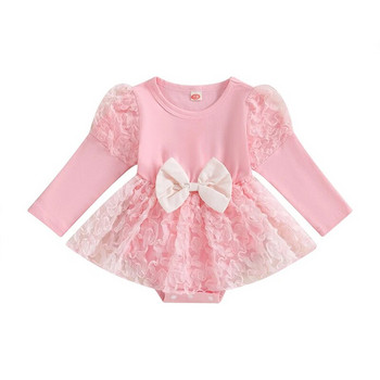 BeQeuewll Baby Girls Romper Dress Пачуърк гащеризони с дълъг ръкав за новородени бебета Малки деца Сладки дрехи за 0-24 месеца