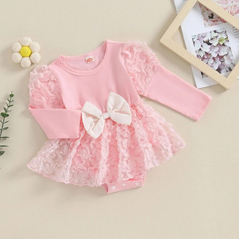 BeQeuewll Baby Girls Romper Dress Пачуърк гащеризони с дълъг ръкав за новородени бебета Малки деца Сладки дрехи за 0-24 месеца