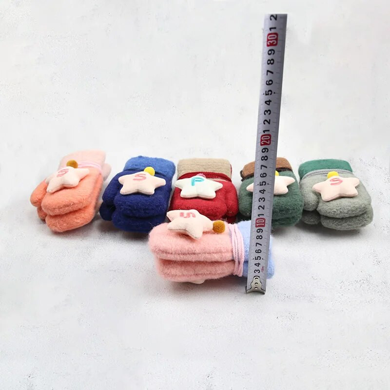 2-6 години Детски бебешки ръкавици и ръкавици Момиче Момче Зимни топли плетени вълнени ръкавици Дете Момиче Кадифени дебели зимни ръкавици за момче