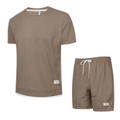 Нови мъжки ежедневни комплекти Плътен анцуг Harajuku Тениска + къси панталони Комплект екипировка от две части Летен мъжки спортен костюм Jogger Ленен плат