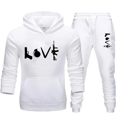 2023 Нови любовни щампи Мъжки ежедневни спортни костюми Анцузи Спортно облекло Мъжки комплекти за джогинг Суичър + панталони Анцуг за открито Анцуг за джогинг