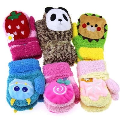 Зимни новородени удебелени топли поларени ръкавици Horn Sound Cartoon Animal Baby Boy Girl Gloves Velvet Cotton Kids Детски ръкавици