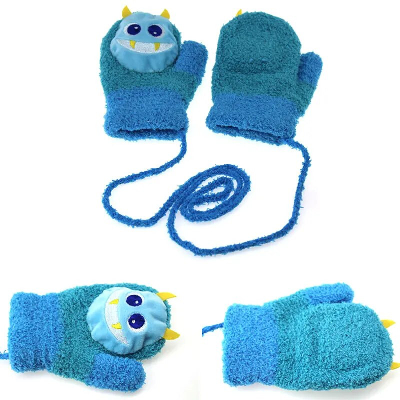 Зимни новородени удебелени топли поларени ръкавици Horn Sound Cartoon Animal Baby Boy Girl Gloves Velvet Cotton Kids Детски ръкавици