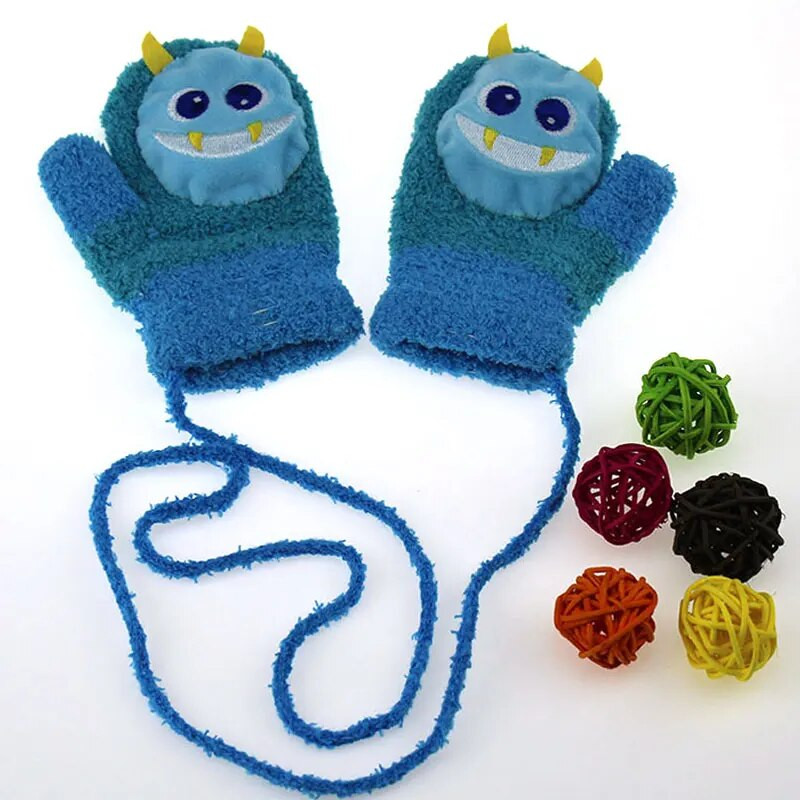 Зимни новородени удебелени топли поларени ръкавици Horn Sound Cartoon Animal Baby Boy Girl Gloves Velvet Cotton Kids Детски ръкавици