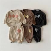 0-3 г. Комплект бебешки дрехи Есен Пролет Ежедневни памучни горнища + панталони за момчета Унисекс Прохождащи деца 2 части Детско бебешко облекло