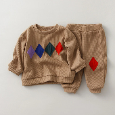 0-3 г. Комплект бебешки дрехи Есен Пролет Ежедневни памучни горнища + панталони за момчета Унисекс Прохождащи деца 2 части Детско бебешко облекло