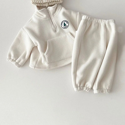 Зимни топли комплекти дрехи за бебета и момчета Детски удебелени суичъри Детски дрехи Пуловери за момичета с дълъг ръкав + панталонни костюми 2 бр.