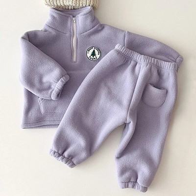 Зимни топли комплекти дрехи за бебета и момчета Детски удебелени суичъри Детски дрехи Пуловери за момичета с дълъг ръкав + панталонни костюми 2 бр.