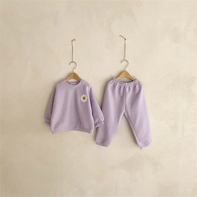 Зимни топли комплекти дрехи за бебета и момчета Детски удебелени суичъри Детски дрехи Пуловери за момичета с дълъг ръкав + панталонни костюми 2 бр.