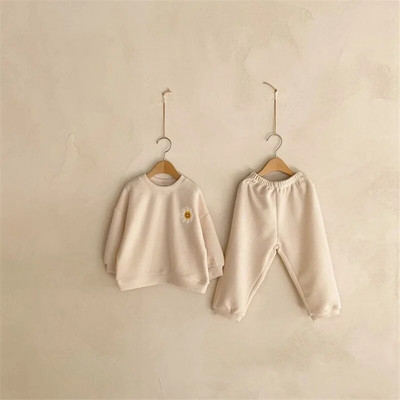 Зимни топли комплекти дрехи за бебета и момчета Детски удебелени суичъри Детски дрехи Пуловери за момичета с дълъг ръкав + панталонни костюми 2 бр.