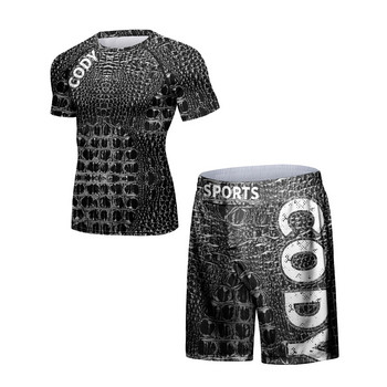 Ανδρικά συμπιεστικά αθλητικά κοστούμια Καλσόν γυμναστικής Ρούχα προπόνησης Προπόνηση τζόκινγκ Φόρμα Camo Kickboxing MMA Rashguard Σετ