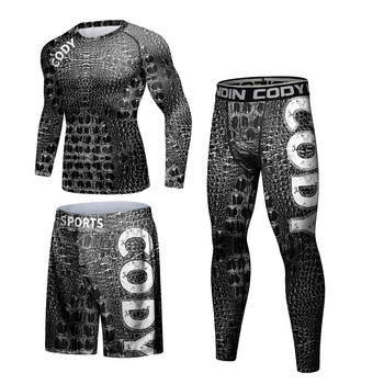 Ανδρικά συμπιεστικά αθλητικά κοστούμια Καλσόν γυμναστικής Ρούχα προπόνησης Προπόνηση τζόκινγκ Φόρμα Camo Kickboxing MMA Rashguard Σετ