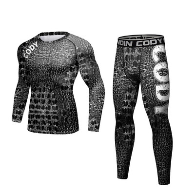 Мъжки компресионни спортни костюми Чорапогащи за фитнес Тренировъчно облекло Тренировка Анцуг за джогинг Камуфляжен комплект за кикбокс ММА Рашгард