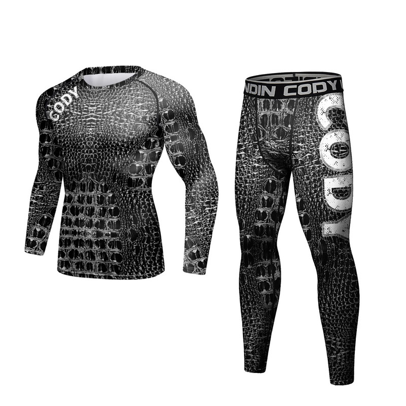 Мъжки компресионни спортни костюми Чорапогащи за фитнес Тренировъчно облекло Тренировка Анцуг за джогинг Камуфляжен комплект за кикбокс ММА Рашгард