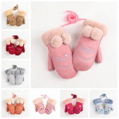 Детски зимни топли ръкавици Деца Момчета Момичета Ски Колоездене Катерене На открито Ръкавици Термичен полар Топли туризъм Велосипедни ръкавици